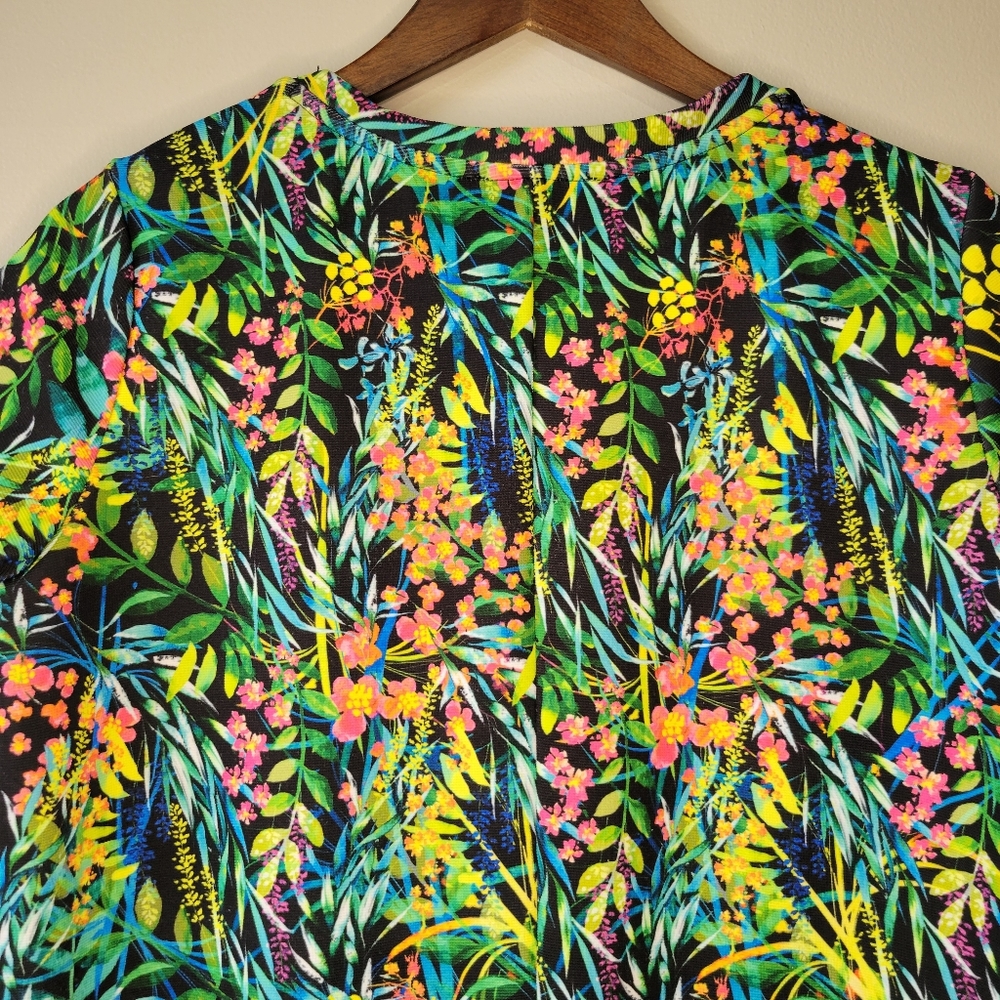 Zara Trafaluc Tropical Floral Neon Print Shift Dress Women’s Size Medium - Picture 5 of 8